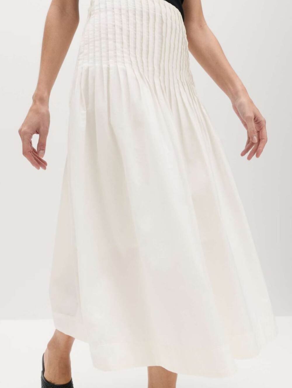 Mango White Smocked Maxi Skirt